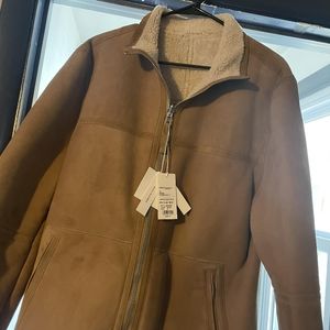 NWT DESIGNER VINCE SHERPA LINED LAMBSKIN COAT